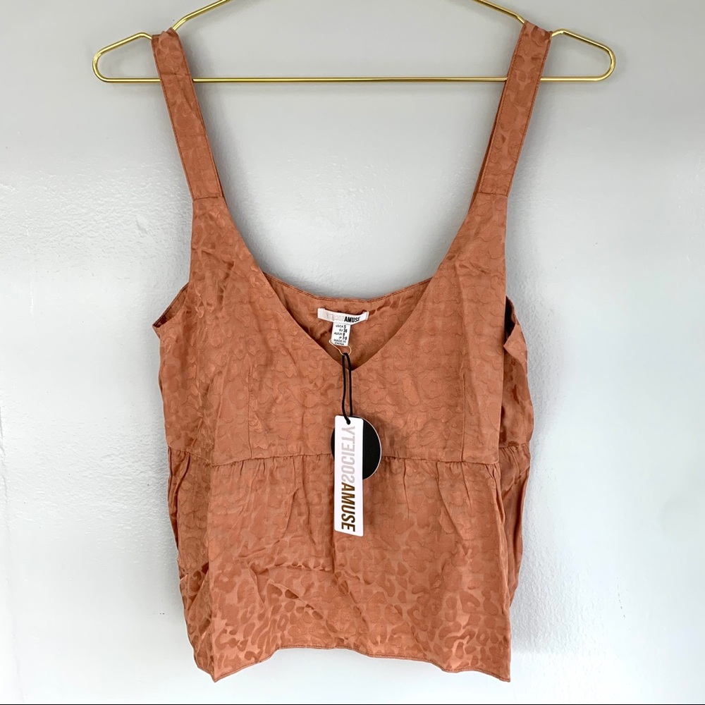 Amuse Society Carly Woven Tank Rum Orange Small - Picture 4 of 6
